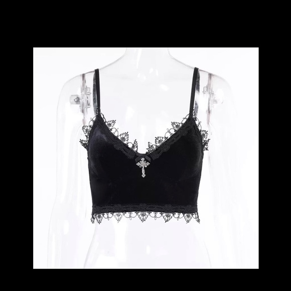 Velvet Gothic Crop Top Size Large - Picture 8 of 8